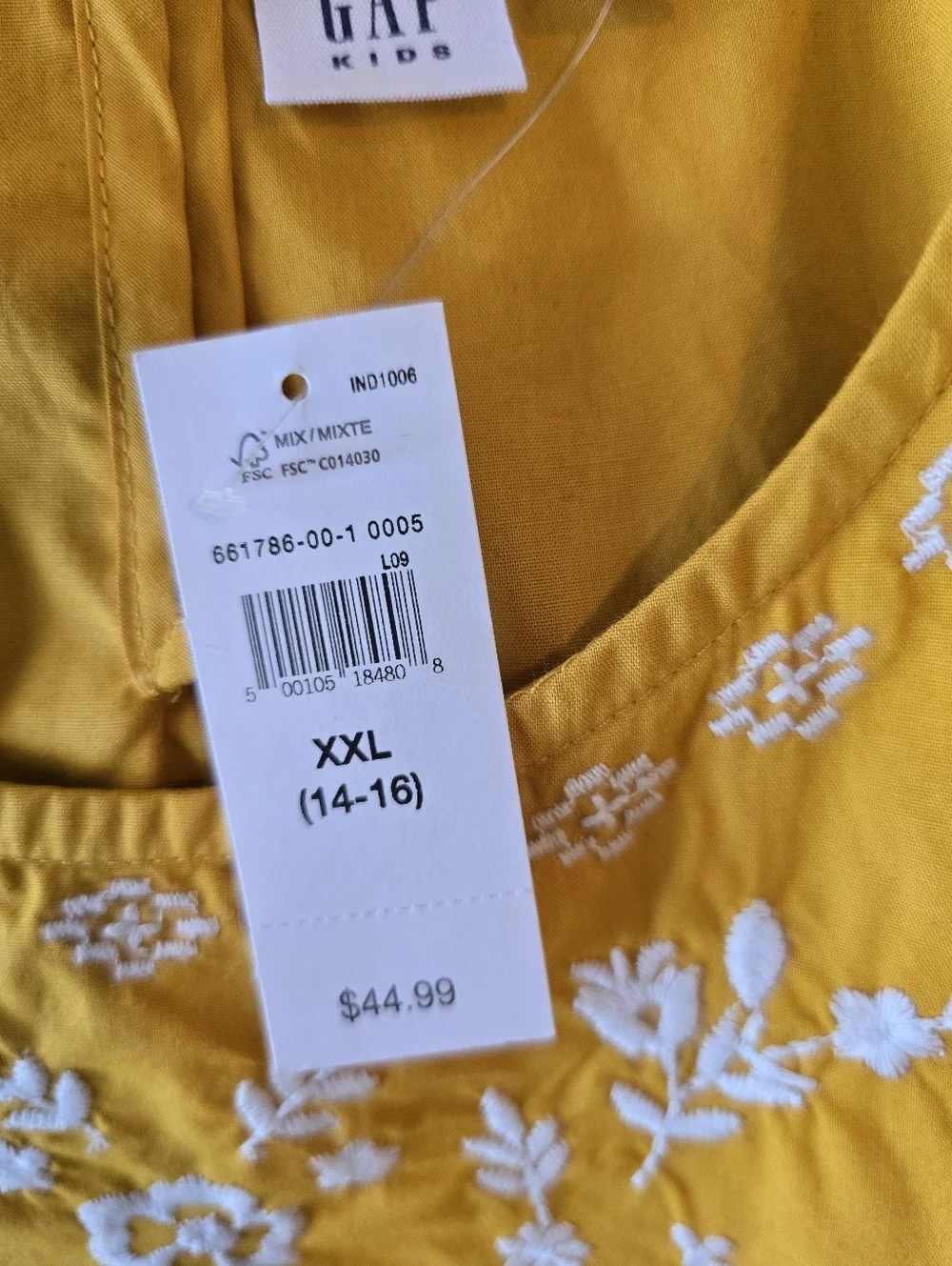 NWT! GAP Kids Girls' Yellow Embroidered Flutter-Sleeve Dress